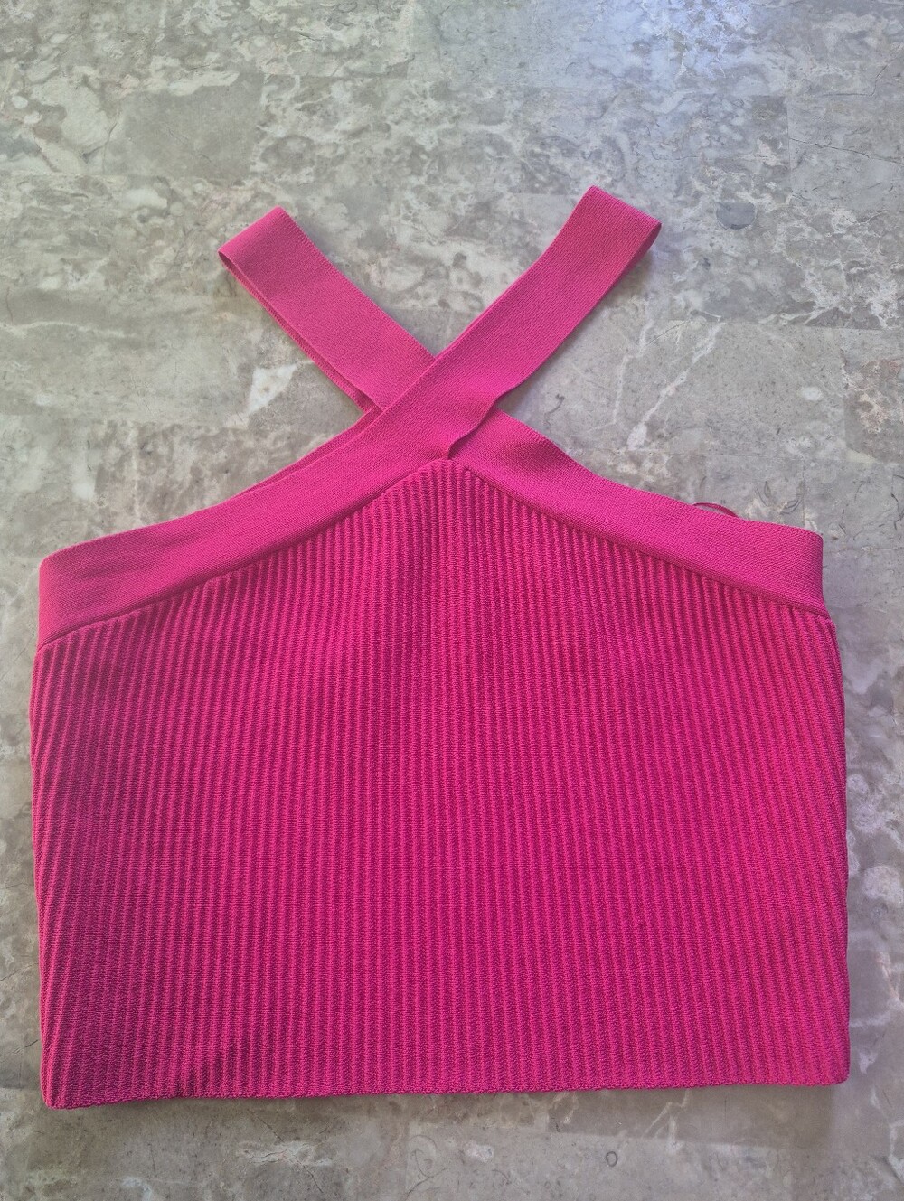 Dreamers By Debut Ribbed Crossback Crop going out summer pink Top Size Large